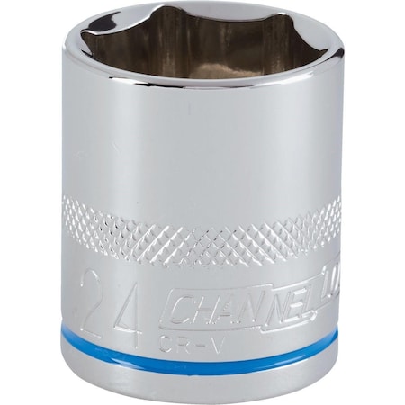 Channellock 1/2 In. Drive 24 mm 6-Point Shallow Metric Socket 302824